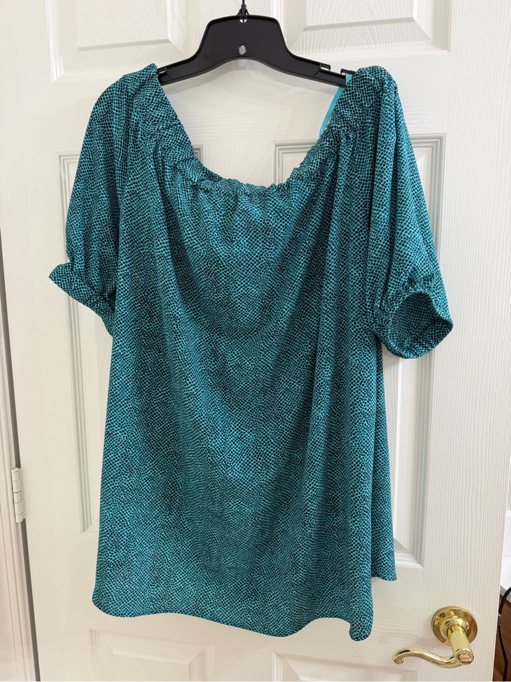 Michael Kors Teal Off-Shoulder Puff Sleeve Women's Top Size XL - Picture 2 of 4